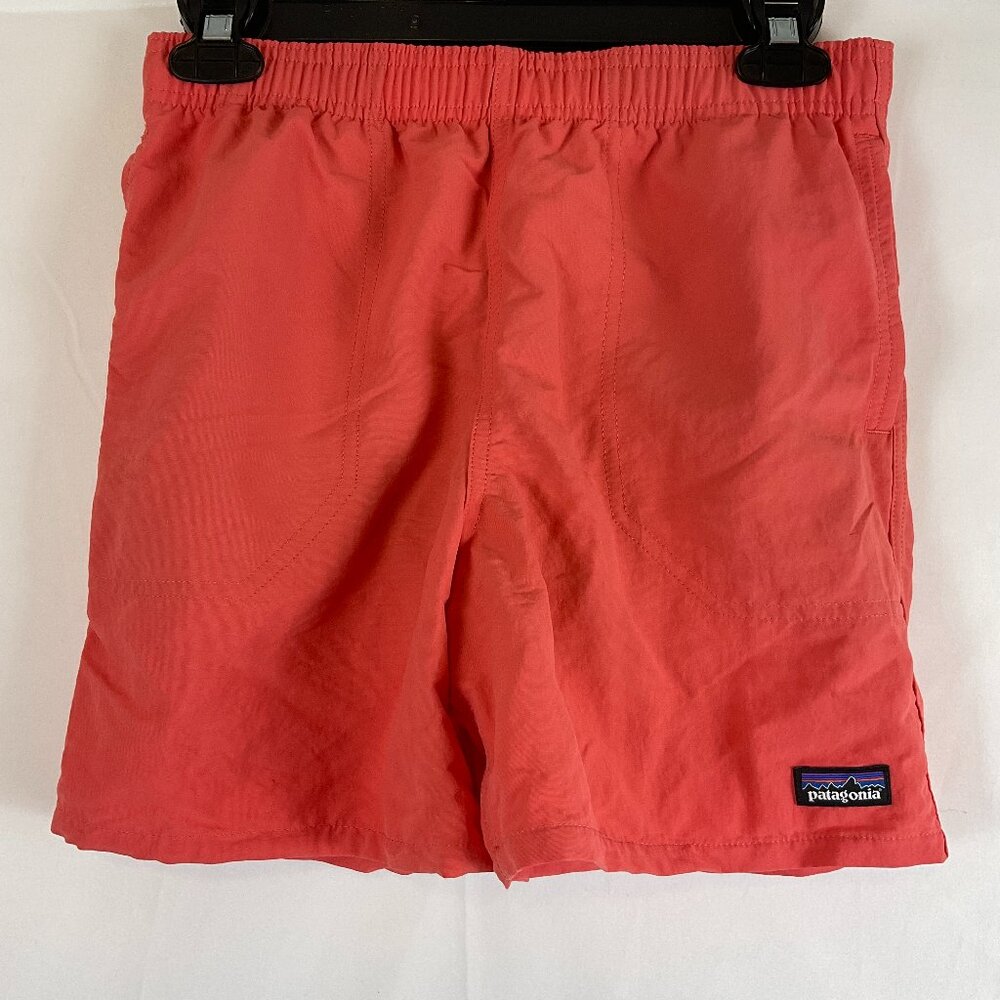 Patagonia Boys' Swim Trunk Shorts XL Coral Pink Elastic Waist Pockets